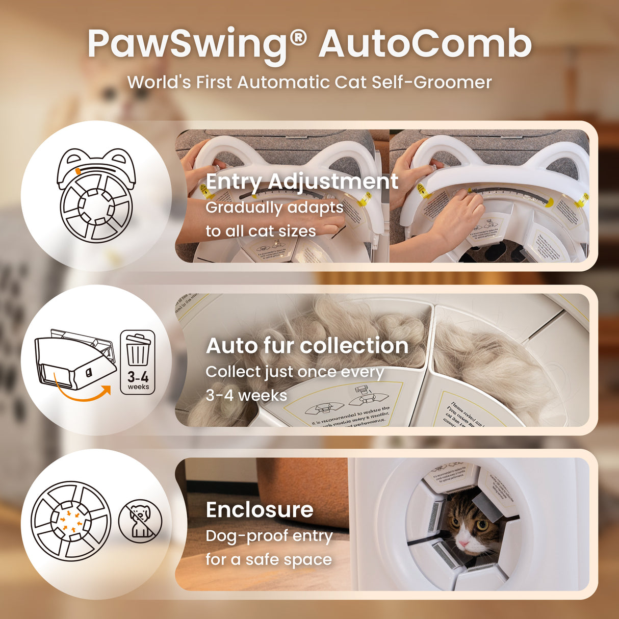 PawSwing® 2025 Best Auto-Groomer PawSwing AutoComb Pro