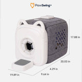PawSwing AutoComb Pro grooming tool with cat ear design, slightly used, dimensions shown.