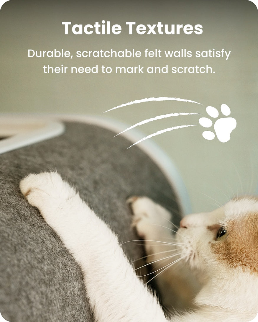 Close-up of the varied textures inside the PawSwing Neo