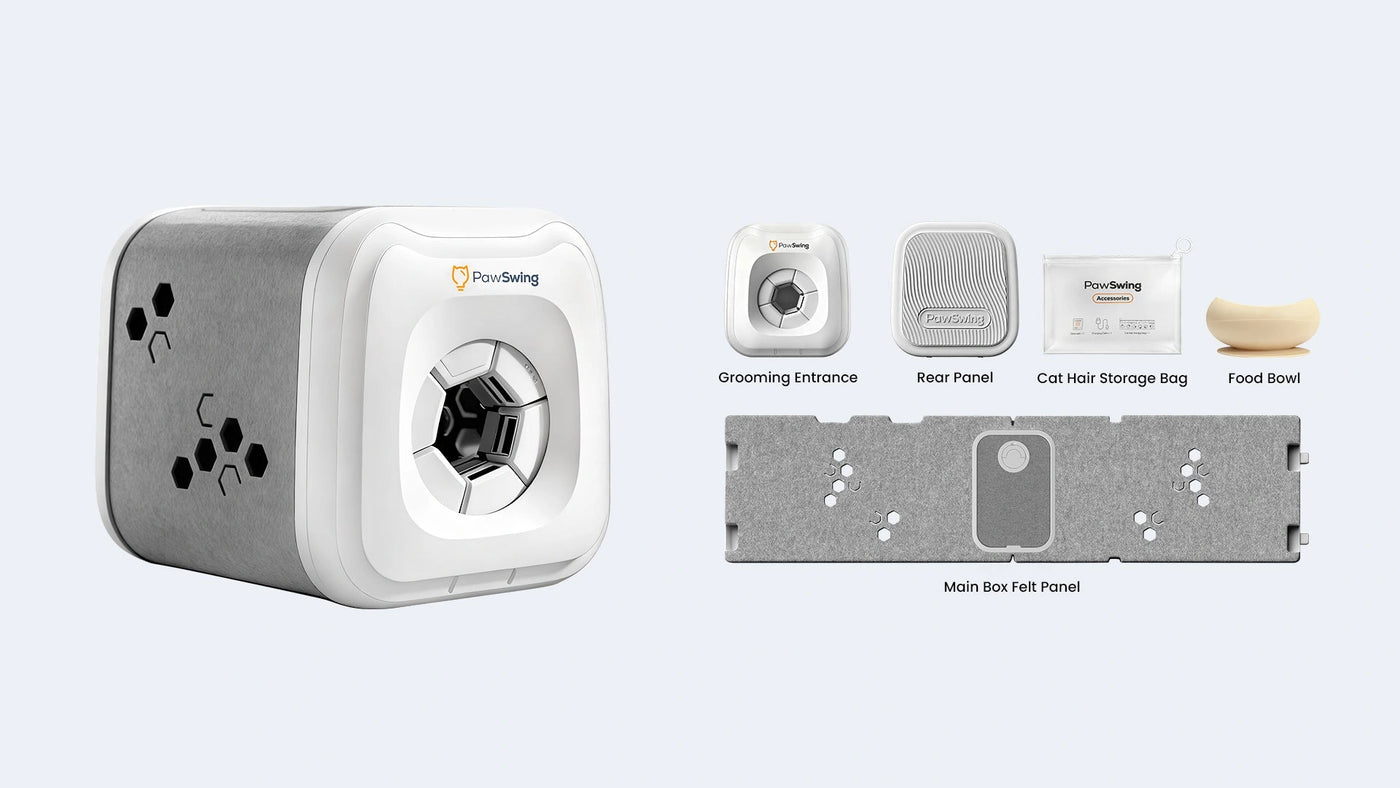 PawSwing Neo: No More Mess. Just a Labeled Grooming Box.