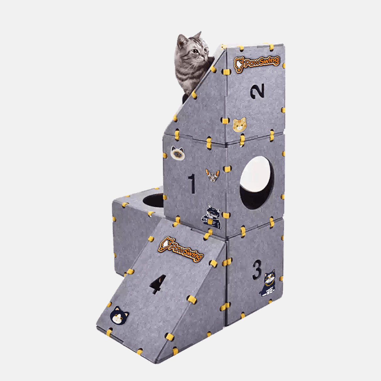 PawSwing® MagicCube 1 Modular Felt Cat Castle – LEGO-Style Easy Assembly Play Fort