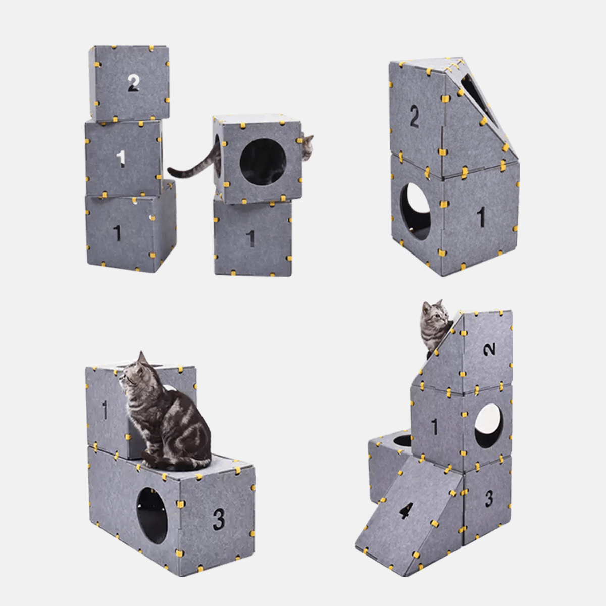 PawSwing® MagicCube 1 Modular Felt Cat Castle – LEGO-Style Easy Assembly Play Fort